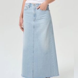 Agolde Hilla Maxi Denim Skirt Light Wash Denim size 27